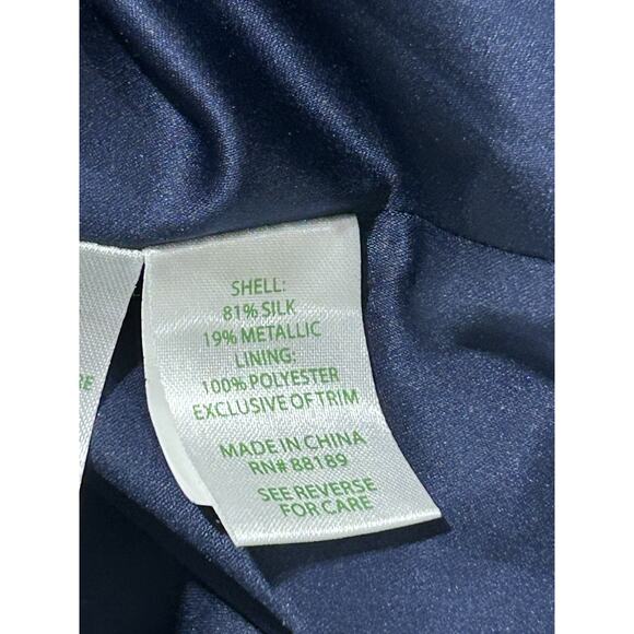 Lilly Pulitzer Women’s 4 Navy Crinkle Clip Silk Jacquard Dress Navy Gold  - Picture 6 of 11